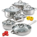 Cook N Home Basic Cookware Sets, 12-Piece, Stainless Steel Silver