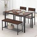 Compact Dining Set: Rectangular Table with 2 Chairs and 1 Bench – Modern Bistro-Style Setup for Small Spaces