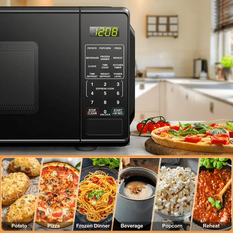 Mainstays 0.7 Cu Ft Compact Microwave – 700W Black Model with Digital LED Display