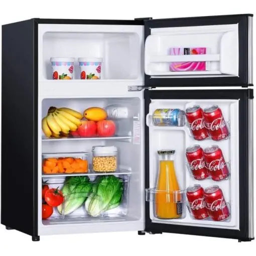 Compact 3.1 Cu. Ft. Mini Fridge with Freezer Compartment and Interior LED Lighting