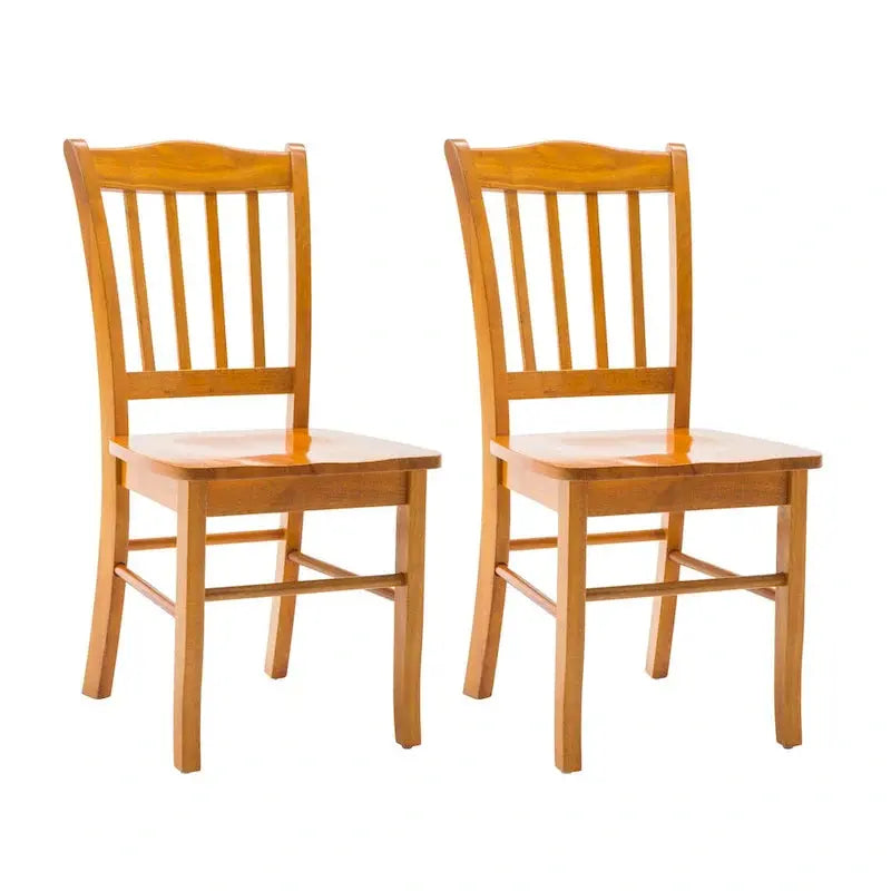 Shaker-Style Side Dining Chairs (2-Pack) – Timeless Wooden Seating with Slatted Back Design