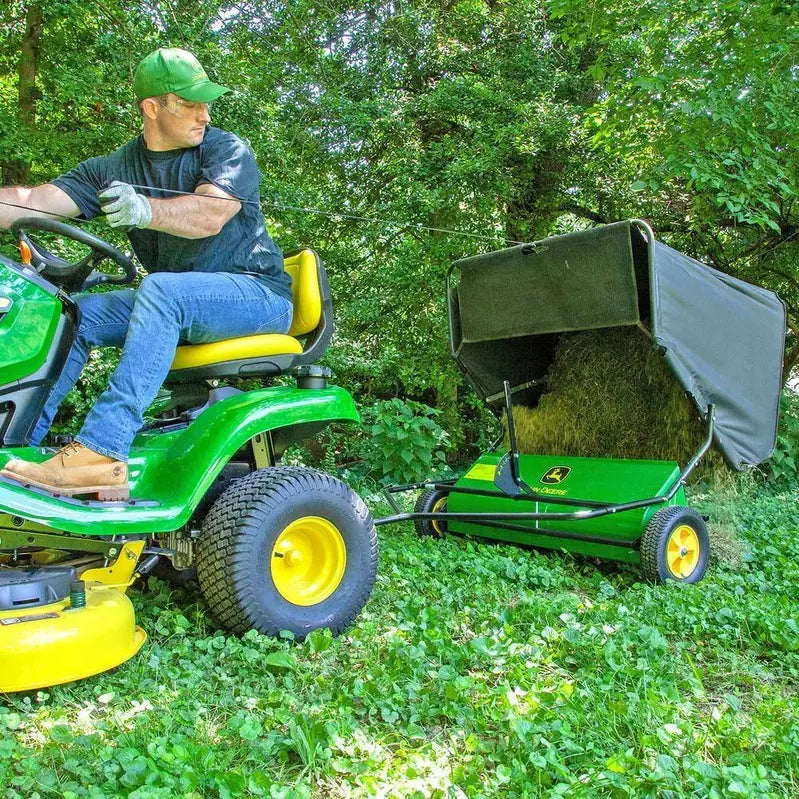 John Deere 42-Inch Trailed Lawn Sweeper – 24 Cu. Ft. Capacity, Adjustable Brush Height, Heavy-Duty Construction