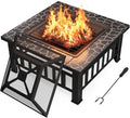 Devoko 32-Inch Weather-Resistant Fire Pit Table with Waterproof Cover for Outdoor Use