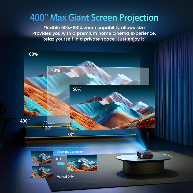 Smart Projector with WiFi 6 & Bluetooth 5.3 – Netflix-Compatible, High-Brightness Streaming Device