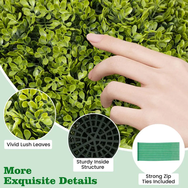 Set of Two 20-Inch Faux Boxwood Topiaries – Outdoor-Ready Round Hedge Balls with Fluffy Texture