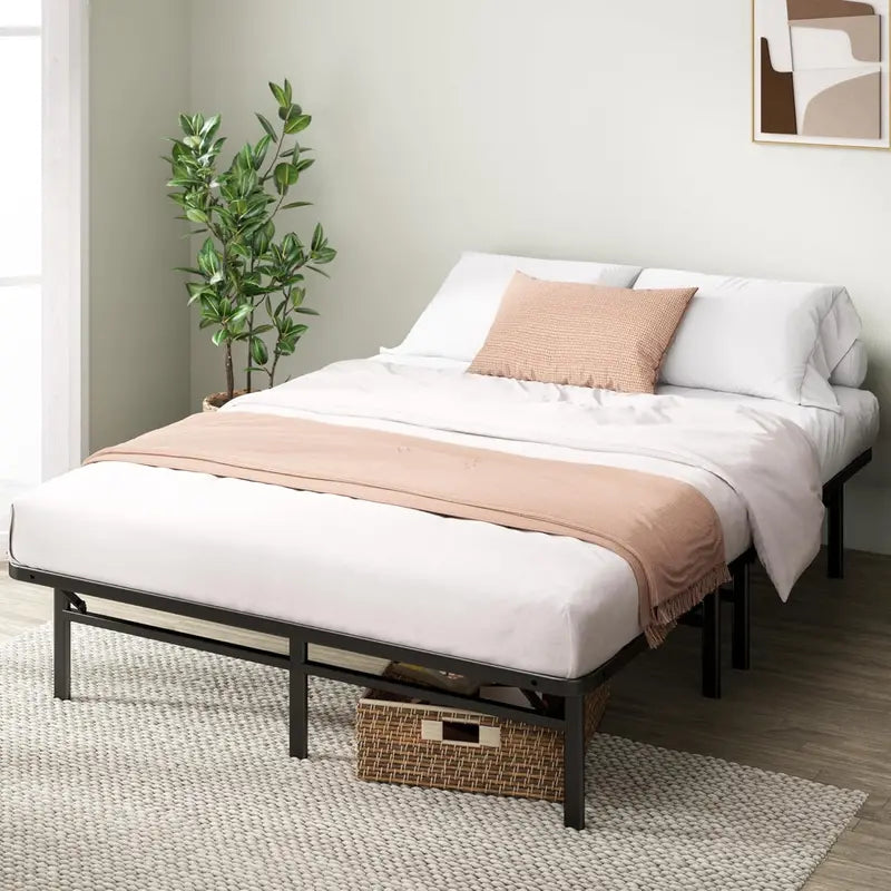 Queen SmartBase Elite Platform Bed Frame – Heavy-Duty Steel Slat Support, No Box Spring Needed, Tool-Free Assembly