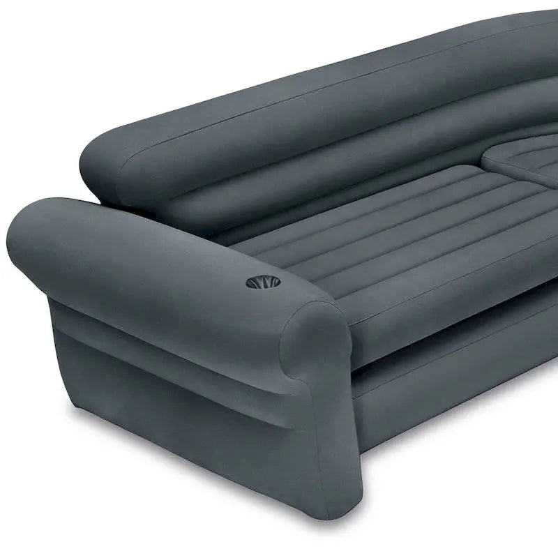 Intex Inflatable L-Shaped Corner Sofa – Gray 2-Pack with Cup Holders