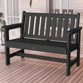 SERWALL Outdoor Bench for 2 - Person, Weather - Resistant HDPE with Aluminum Reinforcement, Supports 660 lb, Comfortable Seating for Patio, Garden, and Porch, Black