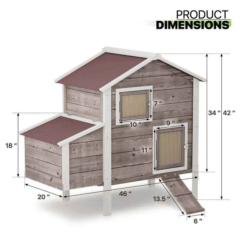Magshion Outdoor Chicken Coop with Nesting Box, Outdoor Hen House with Slide-Out Tray, Weatherproof Poultry Cage, Rabbit Hutch, Wood Duck House (Natural)