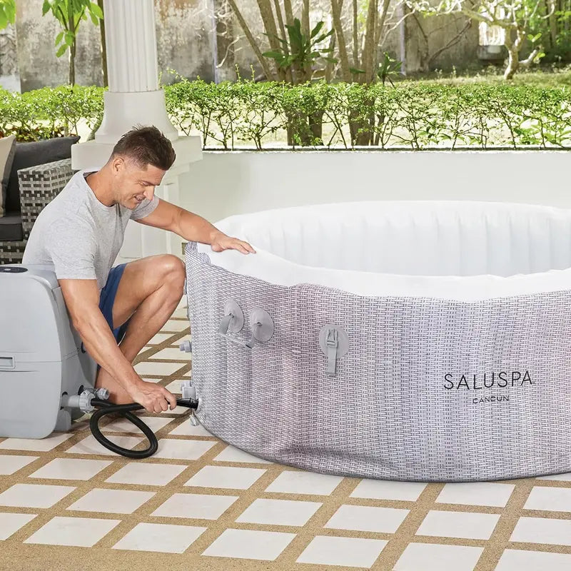 SaluSpa Fiji AirJet Inflatable Hot Tub – 2–4 Person Outdoor Spa with 120 Jets & Energy-Saving Cover