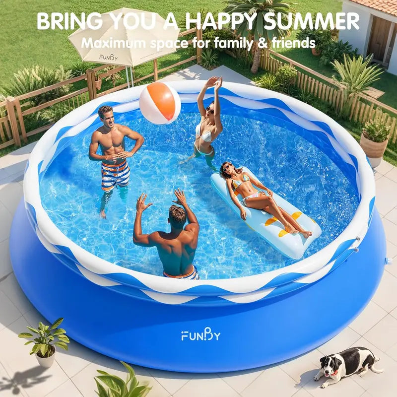 Double-Ring Above-Ground Inflatable Pool – Quick-Setup, Heavy-Duty Outdoor Swimming Pool