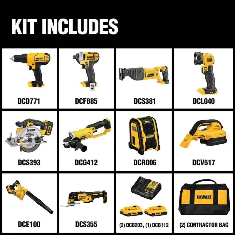 DEWALT 20V MAX 10-Piece Combo Kit – Brushless Drill, Impact Driver, LED Work Light & More