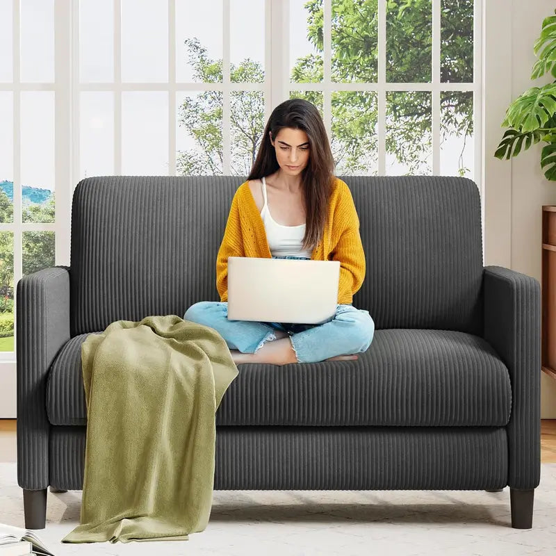 Loveseat Sofa – 51-Inch Corduroy Love Seat with Effortless Tool-Free Assembly & Plush Comfort
