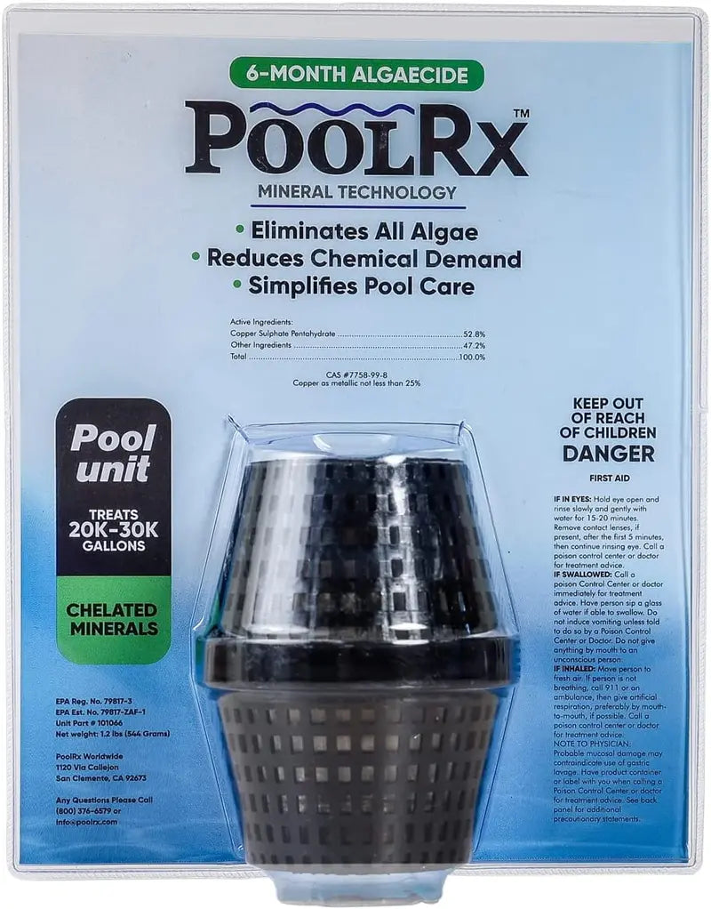 PoolRx Algaecide Unit #101066 – 6-Month Treatment for 20K–30K-Gallon Pools, Simplified Maintenance