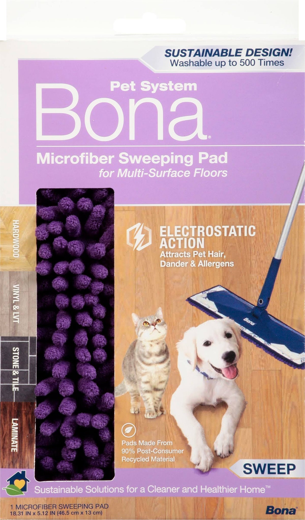 Bona Pet System Sweeping Pad, Microfiber