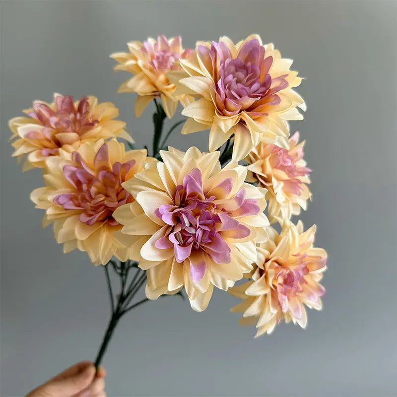 Dahlia-Inspired Silk Bouquet – Mixed Rose and Peony Arrangement for Desktop & Interior Styling