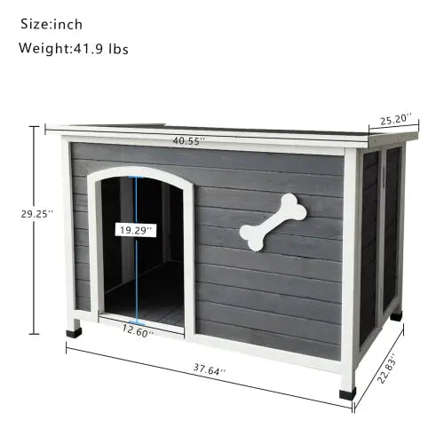 Outdoor Dog House, Large Wooden Waterproof Dog Cage, Windproof Warm Dog Kennel Easy to Assemble