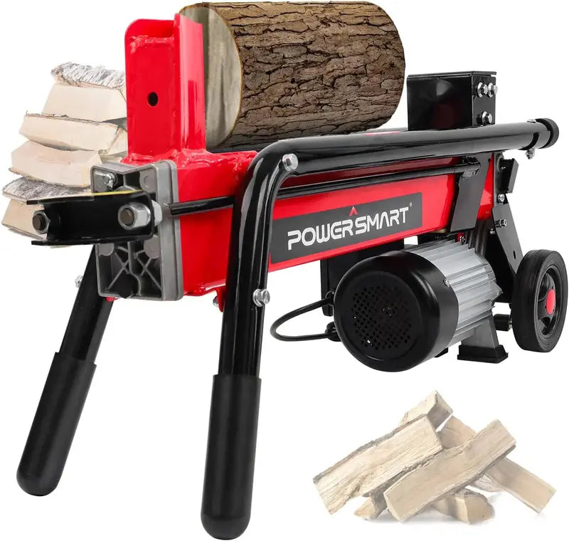 PowerSmart 7-Ton Electric Log Splitter – Horizontal Full-Beam Design with 3,500 RPM Motor, 15-Amp Motor, and Reinforced Steel Wedge