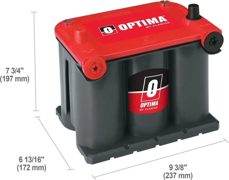 OPTIMA RedTop AGM Battery – 12V Automotive Starter Battery with 720 Cold Cranking Amps and Dual Terminal Options
