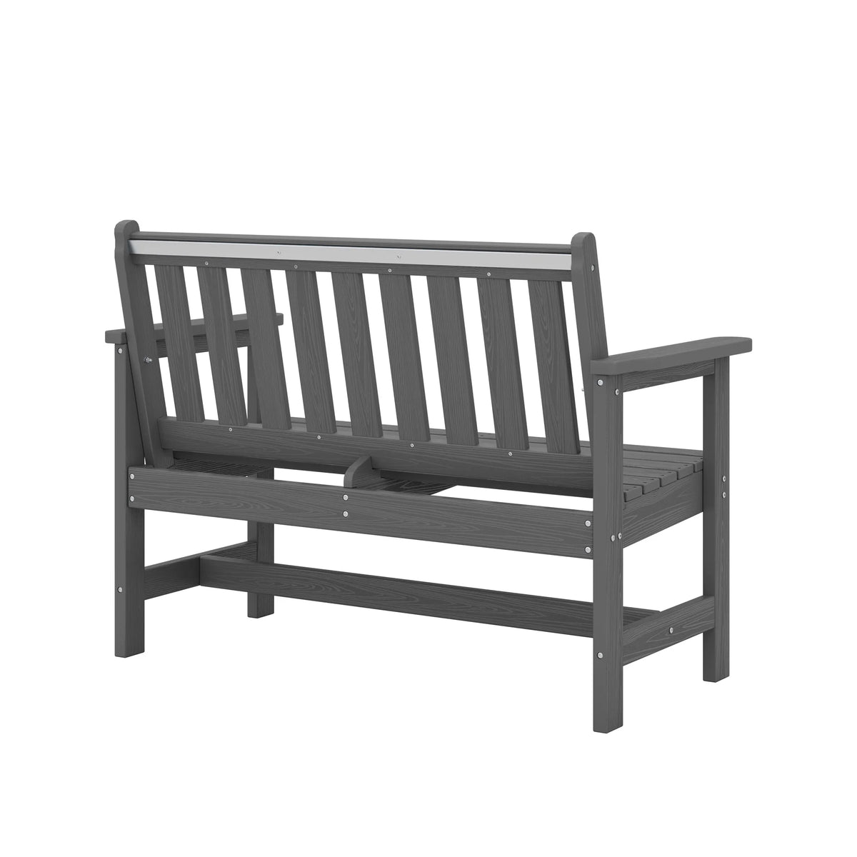 SERWALL Outdoor Bench for 2 - Person, Weather - Resistant HDPE with Aluminum Reinforcement, Supports 660 lb, Comfortable Seating for Patio, Garden, and Porch, Black