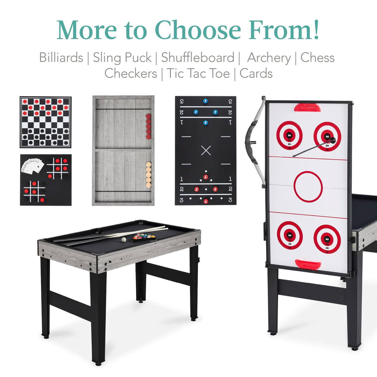 Best Choice Products 13 - in - 1 Combo Game Table Set W/ Ping Pong, Foosball, Basketball, Hockey, Archery - Natural