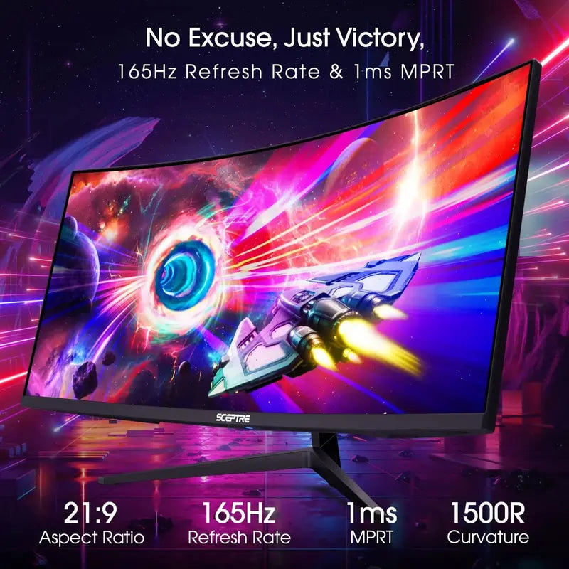 Sceptre 34-Inch Curved Ultrawide WQHD Monitor – 165Hz Refresh Rate