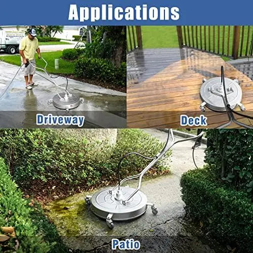 Janz Surface Cleaner Attachment for Pressure Washers – 4-Wheel Rotating Deck Scrubber