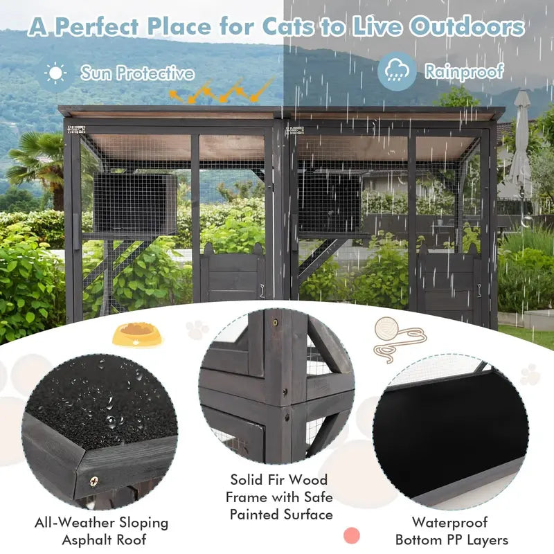 Large Outdoor Cat Enclosure (Catio) – Secure, Weather-Resistant Play Space for Indoor-Outdoor Feline Freedom
