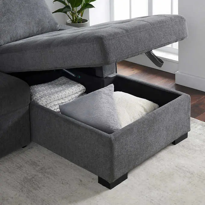Kendale Modern Sleeper Sofa with Chaise & Hidden Storage Compartment