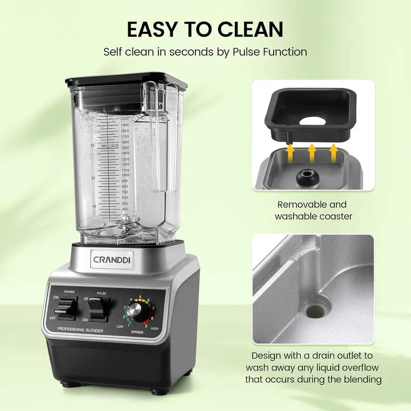 CRANDDI 1500W Commercial-Grade Blender with 80oz BPA-Free Pitcher