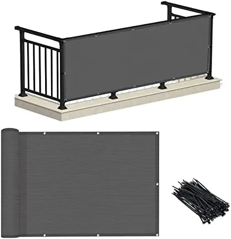 LOVE STORY 3'x10′ Charcoal HDPE Privacy Screen Fence Cover – UV Protection, Weather-Resistant for Deck, Patio, Backyard, Pool, Porch, Railing