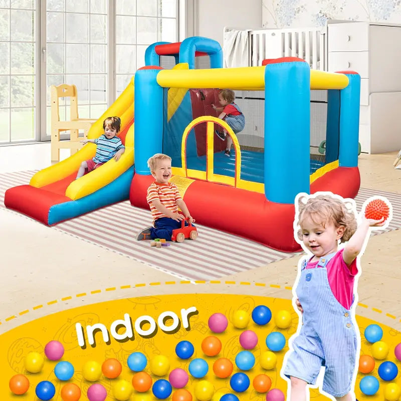JOYMOR Bounce House Inflatable Bouncing Castle Play Center w/ Air Blower, Jump'n Slide Bouncer, Suitable for Toddler Baby and Little Kids