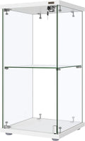 Countertop Glass Display Cabinet – 4-Tier Tempered-Glass Showcase with Locking Door & MDF Base