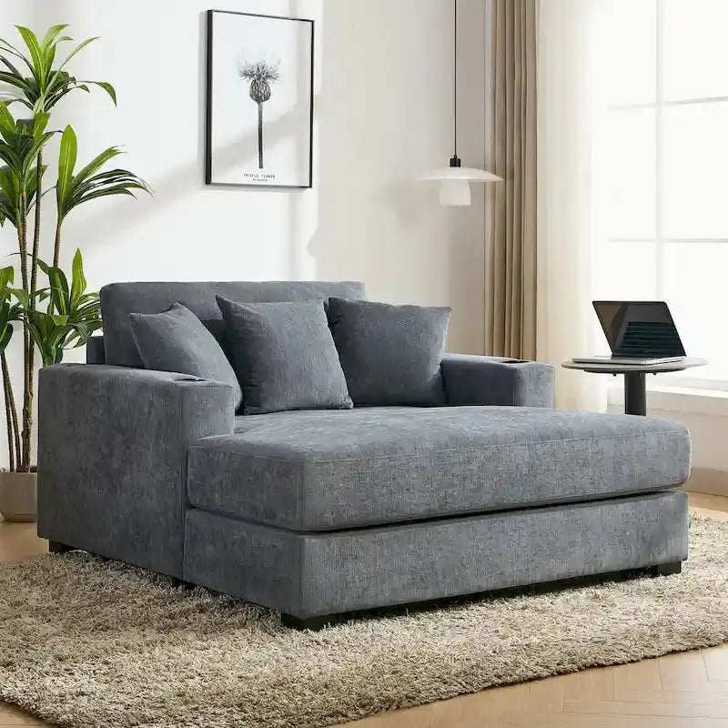 Oversized Chaise Lounger – Three-Size Options with Complementary Throw Pillows