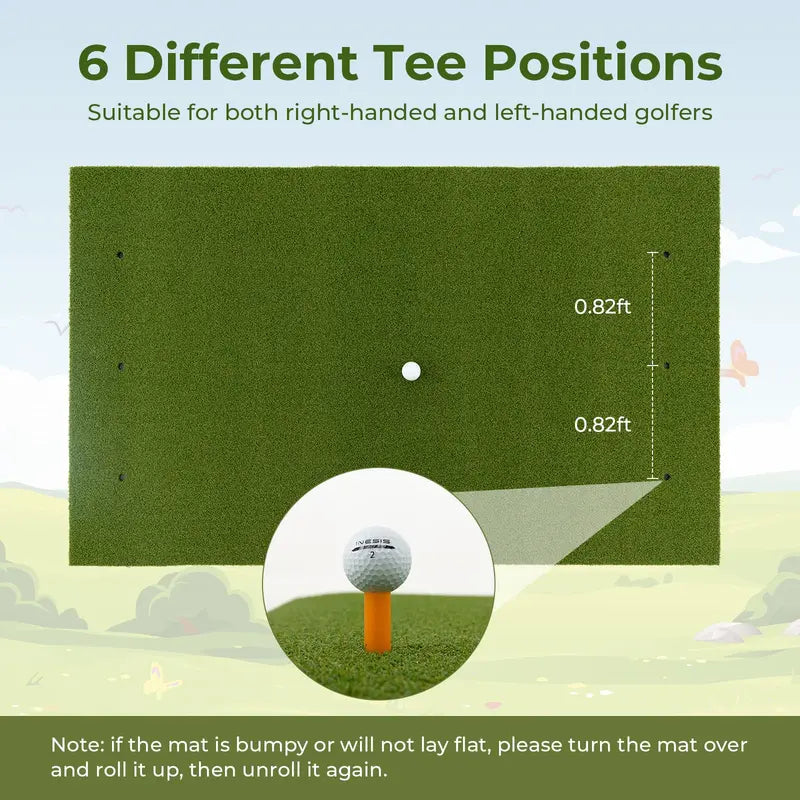 Professional Golf Hitting Mat – 5x3ft or 5x4ft, 20–32mm Thick with Alignment Tools