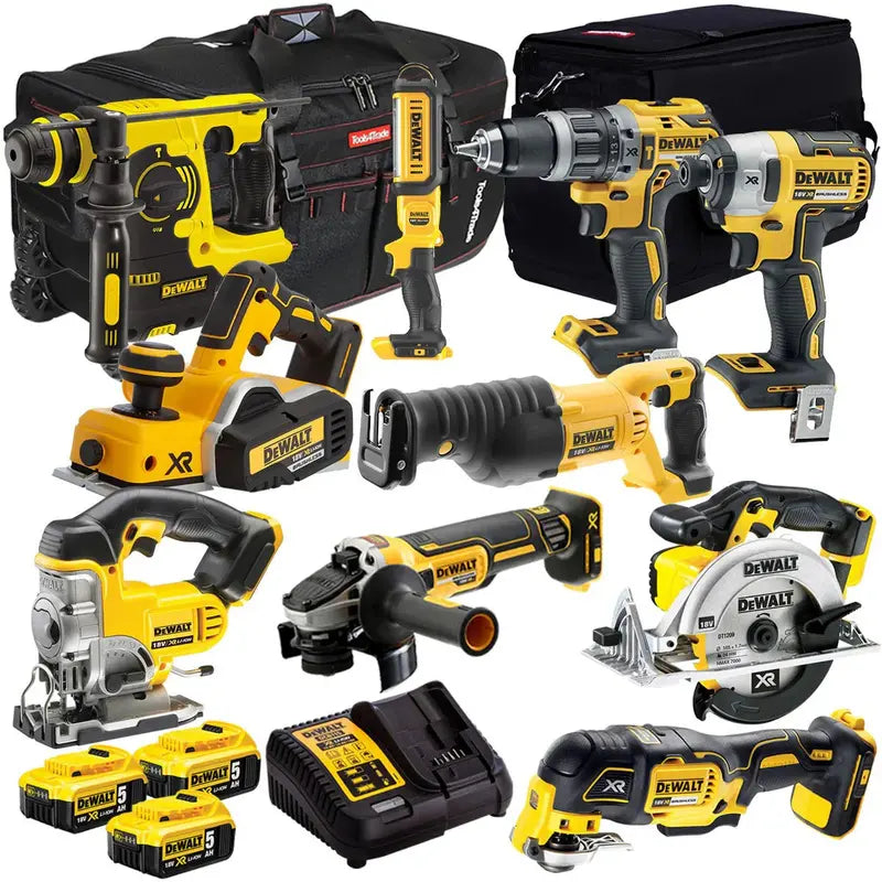 DEWALT DCK10BTSKIT1 18V 10-Piece Cordless Tool Combo Kit – Includes Three 5.0Ah Batteries and Fast Charger