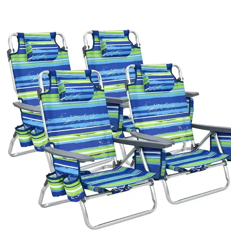 Costway 4-Pack Foldable Backpack Beach Chairs – 5-Position Outdoor Seating