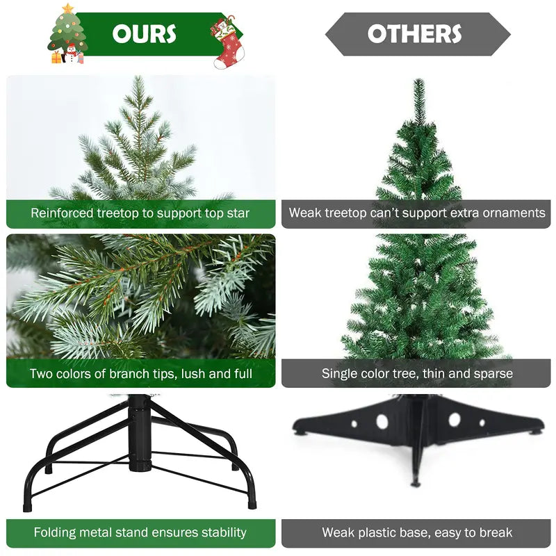 Realistic 7-Foot Unlit Hinged Artificial Spruce Christmas Tree