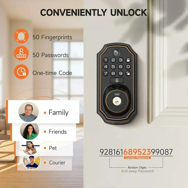 Smart Keyless Door Lock with Built-in Camera: Fingerprint, App & Remote Access Control