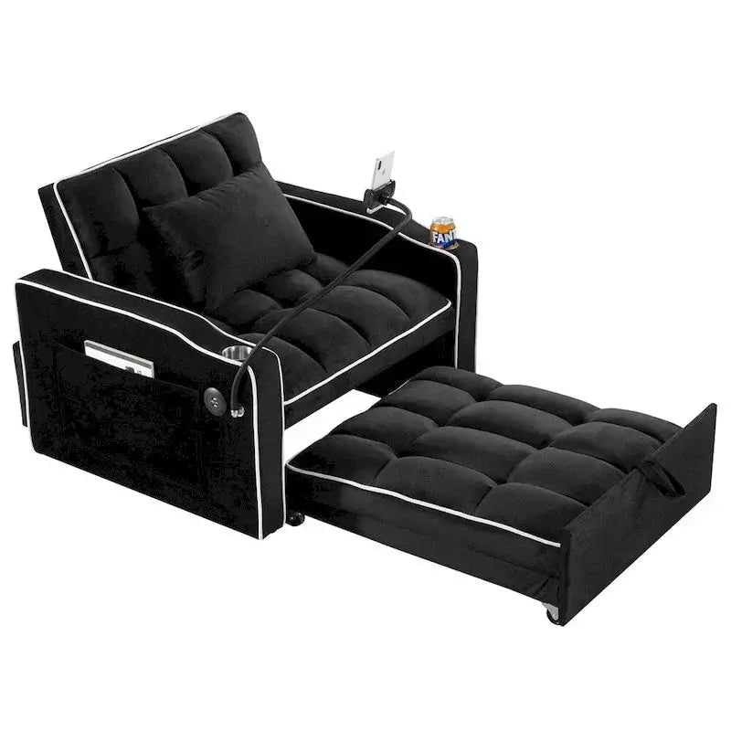 Convertible Sleeper Chair – Adjustable Pull-Out Sofa Bed with Upholstered Lounge Design