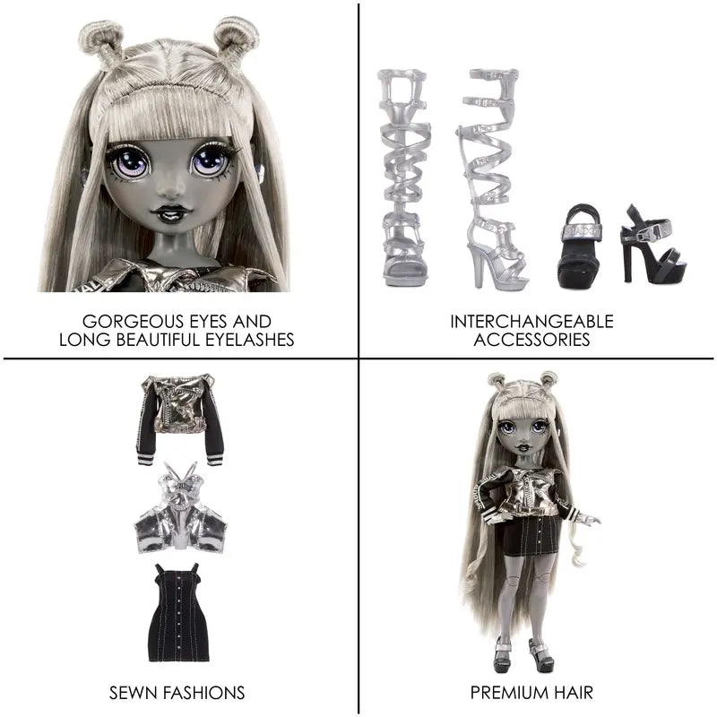 Shadow High Series 1 Luna Madison- Grayscale Fashion Doll. 2 Metallic Grey Designer Outfits to Mix & Match with Accessories, Great Gift for Kids 6-12 Years Old and Collectors