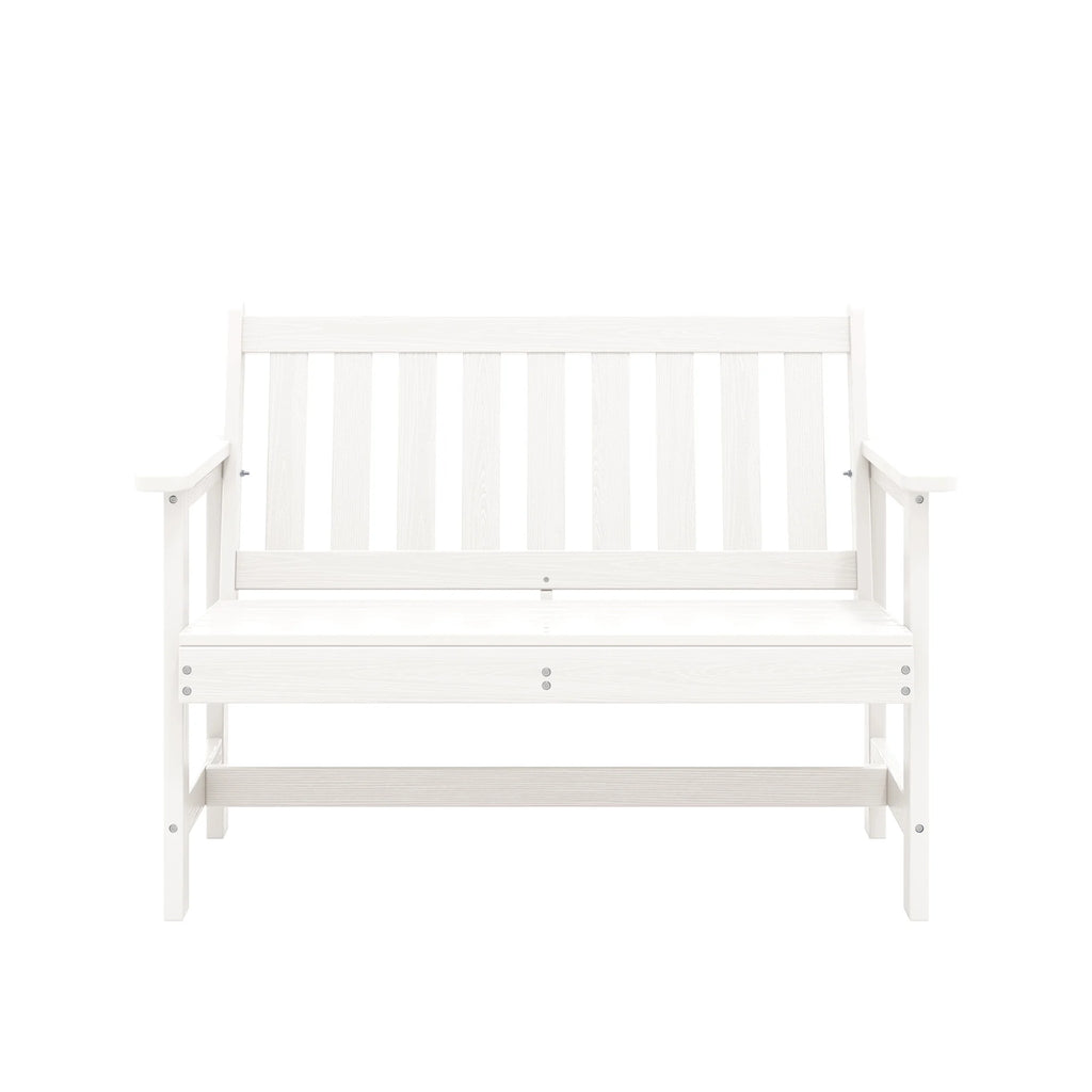 SERWALL Outdoor Bench for 2 - Person, Weather - Resistant HDPE with Aluminum Reinforcement, Supports 660 lb, Comfortable Seating for Patio, Garden, and Porch, Black