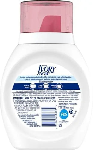 Ivory Snow Ultra Liquid Detergent, 25 oz, 16 Loads, Gentle for Delicates