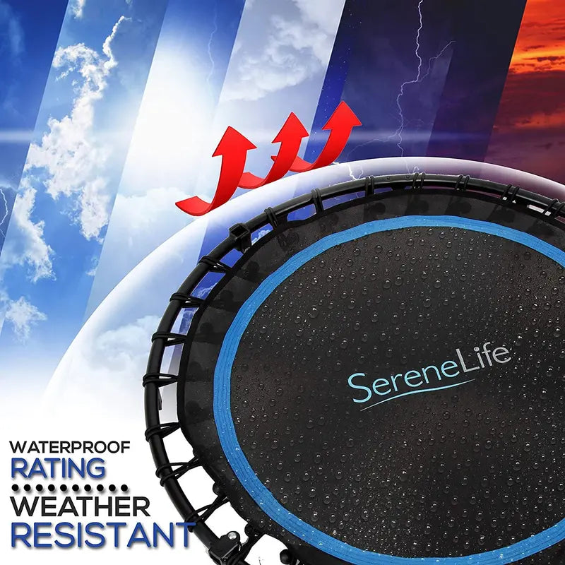 SereneLife 40′ Indoor Outdoor Fitness Cardio Sports Trampoline with Handrail