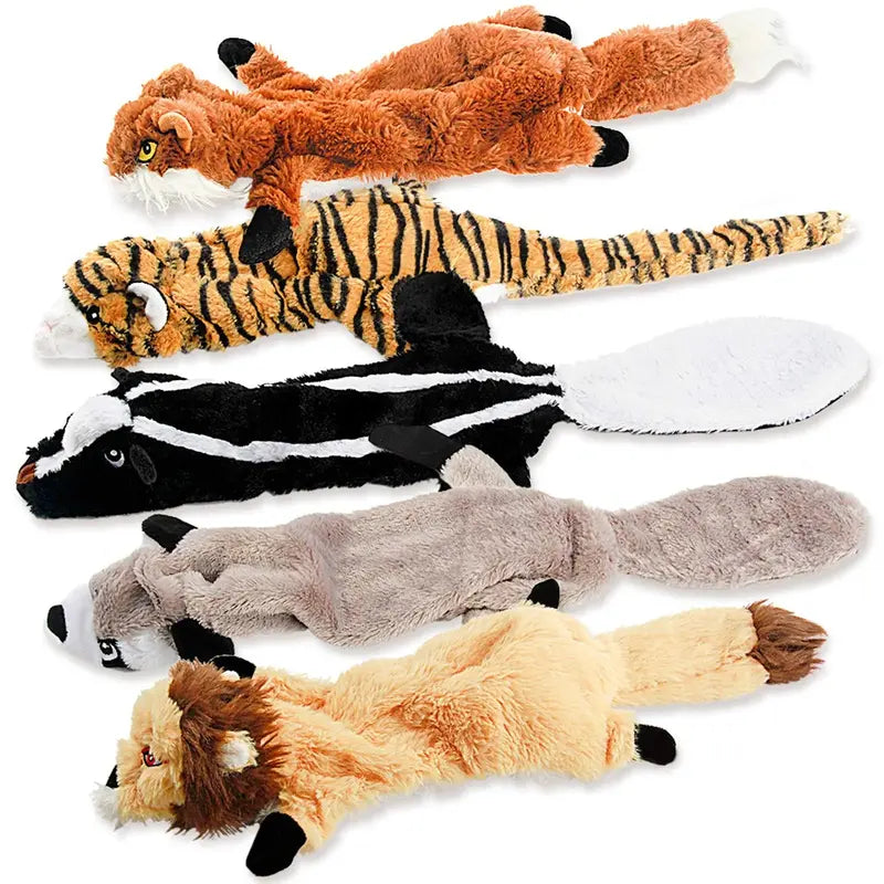 Plush Paws No-Stuffing Squeaky Dog Toy Set – 5 Pack, Durable & Safe for All Breeds
