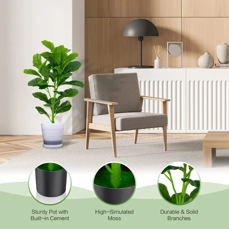 Realistic Fake Fiddle Leaf Fig Tree – Indoor Potted Plant Alternative