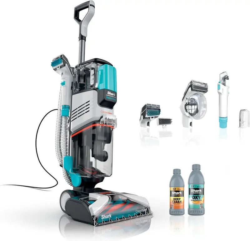 Shark CarpetXpert EX201 Upright Cleaner with StainStriker, Ideal for Pets & Deep Cleaning, Cyan
