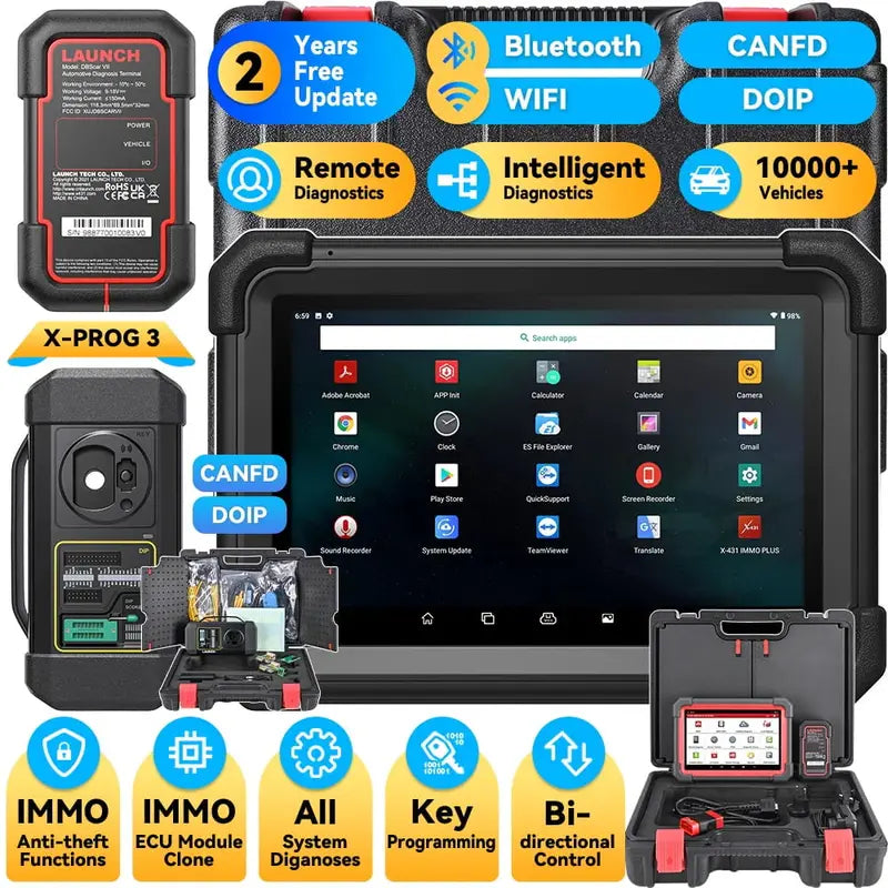 LAUNCH X431 IMMO Elite Diagnostic Tool – Key Programming, ECU Cloning, CAN FD & DOIP Support, 2-Year Free Updates