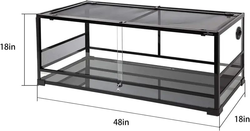 REPTI ZOO 67-Gallon Sliding-Glass Reptile Terrarium – 48″ x 18″ x 18″