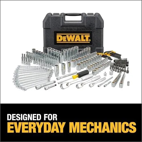 DEWALT 247-Piece Mechanic Tool Set – 1/4, 3/8, 1/2 in. Drive SAE Ratchets, Sockets, Wrenches, Hex Keys – Chrome Finish (DWMT81535)